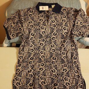 St John's Bay Print Polo size M NWT